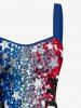 Glitter Sequins Patriotic American Flag Print Lace Up A Line Dress -  