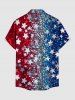Glitter Sequins Patriotic American Flag Print Button Pocket Shirt For Men - Bleu 3XL