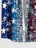 Glitter Sequins Patriotic American Flag Print Button Pocket Shirt For Men -  