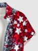 Glitter Sequins Patriotic American Flag Print Button Pocket Shirt For Men -  