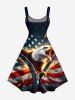 Plus Size Patriotic American Flag Eagle Print A Line Dress -  