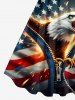 Plus Size Patriotic American Flag Eagle Print A Line Dress -  