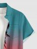 Plus Size Coconut Tree Ombre Sunset Sea Print Hawaii Button Pocket Shirt For Men - Rouge XL