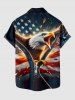 Patriotic American Flag Eagle Print Button Pocket Shirt For Men -  