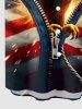Patriotic American Flag Eagle Print Button Pocket Shirt For Men -  