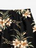 Flower Leaf Branch Print Hawaii Drawstring Beach Shorts For Men - Noir XL