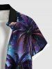 Plus Size Galaxy Coconut Tree Seascape Print Buttons Pocket Hawaii Shirt For Men -  