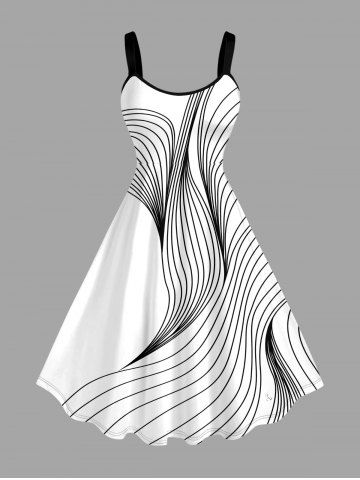 Plus Size Geometric Pattern Print Tank Dress - WHITE - 6X