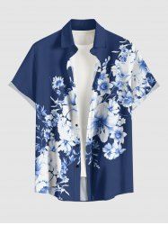 Flowers Print Buttons Pocket Hawaii Shirt For Men -  