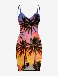 Plus Size Coconut Tree Ombre Print Convertible Hawaii Beach Cover -  
