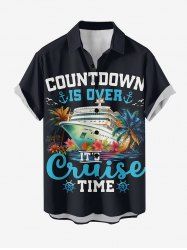 Ship Coconut Tree Flower Print Buttons Pocket Hawaii Shirt For Men -  