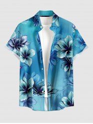 Flower Ombre Print Hawaii Button Pocket Shirt For Men - Pers 5XL