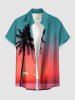 Matching Hawaii Shirt and Romper Beach Outfit Coconut Tree Ombre Sunset Sea Print For Couples -  