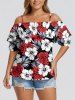 Tropical Leaf Hibiscus Flower Print Matching Hawaii Beach Outfit For Couples - Rouge 