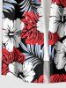 Tropical Leaf Hibiscus Flower Print Matching Hawaii Beach Outfit For Couples - Rouge 