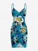 Flower Leaf Branch Print Plus Size Matching Hawaii Beach Outfit For Couples -  