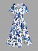 Flower Leaf Print Plus Size Matching Hawaii Beach Outfit For Couples -  