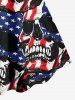 Plus Size Skulls Patriotic American Flag Print A Line Dress -  
