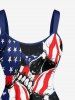 Skulls Patriotic American Flag Print A Line Dress -  