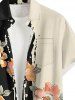 Flower Leaf Branch Print Hawaii Button Pocket Shirt For Men - Noir 6XL