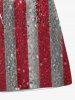 Glitter Sequins Patriotic American Flag Print Drawstring Beach Shorts For Men -  