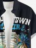 Ship Coconut Tree Flower Print Buttons Pocket Hawaii Shirt For Men -  