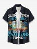 Ship Coconut Tree Flower Print Buttons Pocket Hawaii Shirt For Men -  