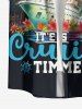 Ship Coconut Tree Flower Print Buttons Pocket Hawaii Shirt For Men -  