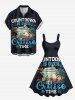 Ship Coconut Tree Flower Print Hawaii Tank Dress -  