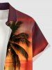 Coconut Tree Sun Seascape Print Buttons Pocket Hawaii Shirt For Men -  