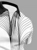 Geometric Pattern Print Zipper Polo Shirt For Men -  
