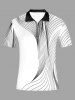 Geometric Pattern Print Zipper Polo Shirt For Men -  
