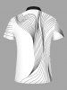 Geometric Pattern Print Zipper Polo Shirt For Men -  