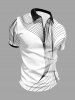 Geometric Pattern Print Zipper Polo Shirt For Men -  