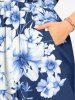 Plus Size Flowers Print Split Hawaii Midi Dress -  