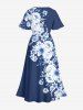 Flowers Print Split Hawaii Midi Dress -  