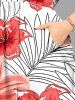 Flowers Tropical Leaf Print Split Hawaii Midi Dress - CORAL ROSE 2X