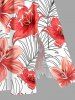 Flowers Tropical Leaf Print Split Hawaii Midi Dress - CORAL ROSE 2X