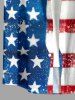 Patriotic American Flag Print Buttons Pocket Shirt For Men -  