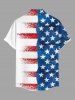 Patriotic American Flag Print Buttons Pocket Shirt For Men -  
