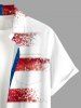 Patriotic American Flag Print Buttons Pocket Shirt For Men -  