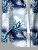 Tropical Leaf Print Buttons Pocket Hawaii Shirt For Men -  