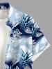 Tropical Leaf Print Buttons Pocket Hawaii Shirt For Men -  