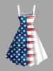 Patriotic American Flag Print Tank Dress -  