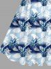 Plus Size Tropical Leaf Print Hawaii 1950s Vintage Dress -  