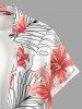 Flowers Tropical Leaf Print Buttons Pocket Hawaii Shirt For Men -  