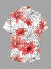Flowers Tropical Leaf Print Buttons Pocket Hawaii Shirt For Men -  