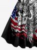 Ethnic Skull Patriotic American Flag Print A Line Dress -  