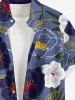 Flower Leaf Print Hawaii Button Pocket Shirt For Men -  