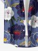Flower Leaf Print Hawaii Button Pocket Shirt For Men -  
